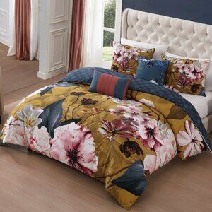 Bebejan Golden Bounty 5 Piece Reversible Cotton Comforter Set King/Cal King